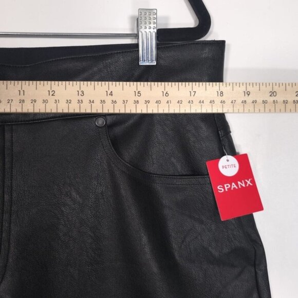 NWT SPANX II Slim Straight Faux Leather Pant Luxe Black 20528Q Women's 1X PETITE - Picture 7 of 14